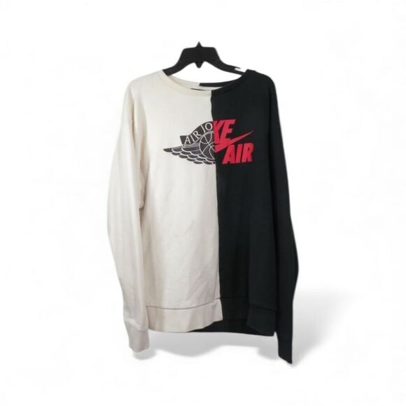 Nike Air Jordan SRT Logo Remix Split Crew Neck Sweatshirt Black White Men’s XL